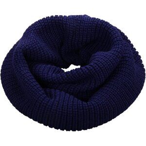 Women's Navy Blue Thick Ribbed Knit Winter Infinity Circle Loop Scarf